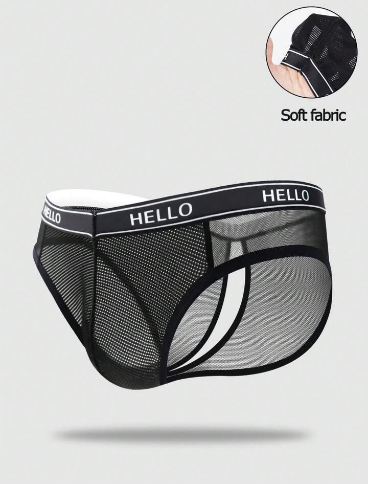 Men's Letter Pattern Cutout Briefs Jockstrap Underwear